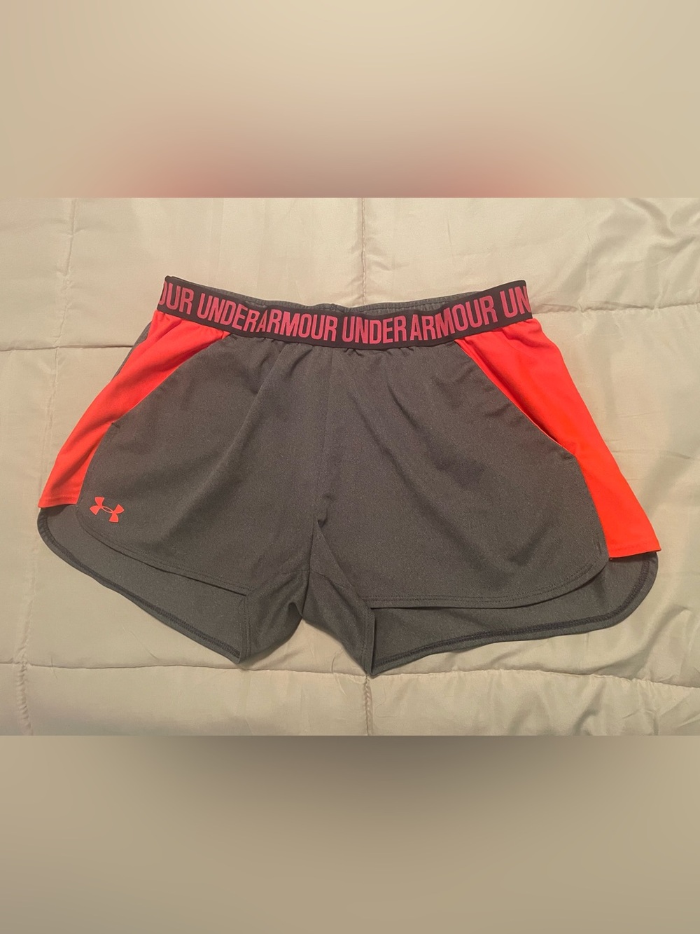 Under Armour Gray and Red Women's Athletic Shorts